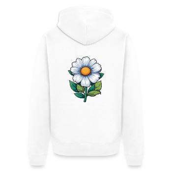 Kleine weiße Blume - Unisex Premium Bio Zip Hoodie - Weiß - Hinten - Thijin (182cm)