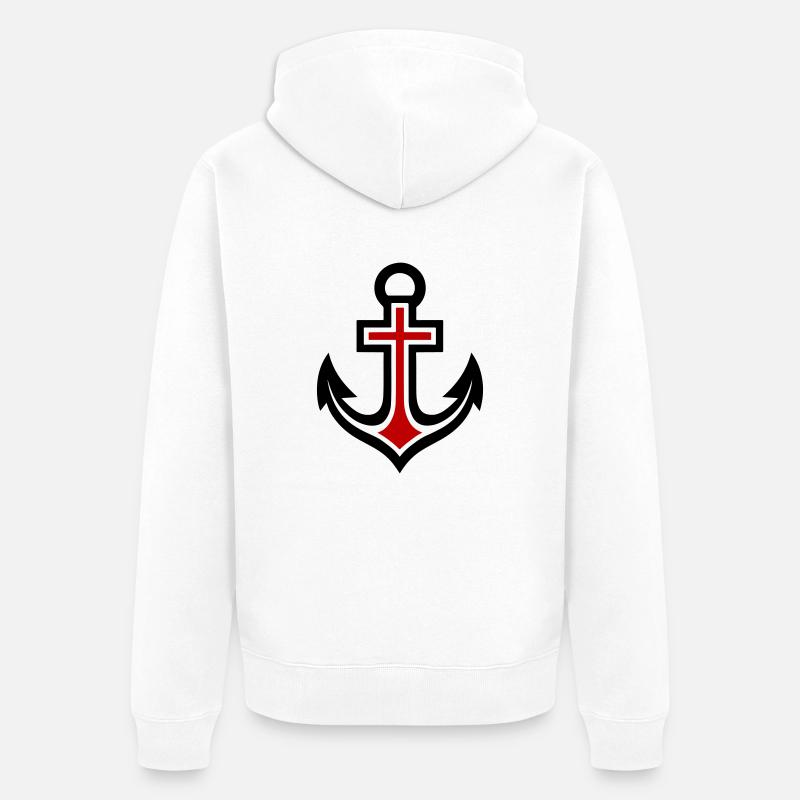Icône de croix d’ancre - Veste à capuche bio Premium Unisexe - blanc