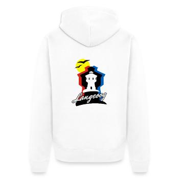 Langeoog Style mit Wasserturm - Unisex Premium Bio Zip Hoodie - Weiß - Hinten - Thijin (182cm)