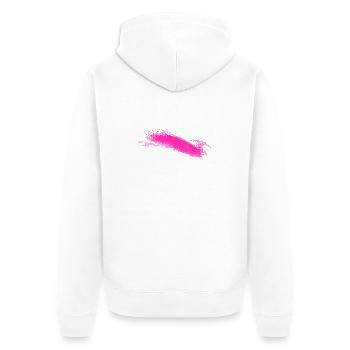 Pinker Pinselstrich Akzent - Unisex Premium Bio Zip Hoodie - Weiß - Hinten - Thijin (182cm)