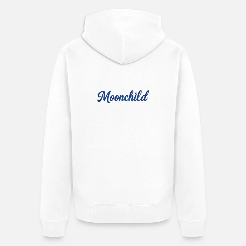 Moonchild Blue Script – Style de nuit - Veste à capuche bio Premium Unisexe - blanc