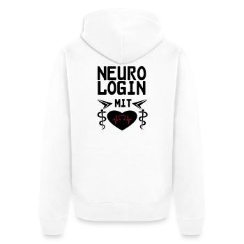Neurologin mit Herz Geschenk - Unisex Premium Bio Zip Hoodie - Weiß - Hinten - Thijin (182cm)