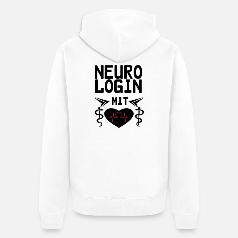 Neurologin mit Herz Geschenk - Unisex Premium Bio Zip Hoodie - Weiß