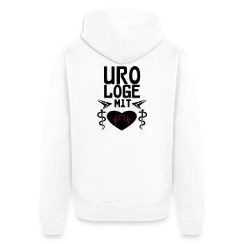 Urologe mit Herz Geschenk - Unisex Premium Bio Zip Hoodie - Weiß - Hinten - Thijin (182cm)