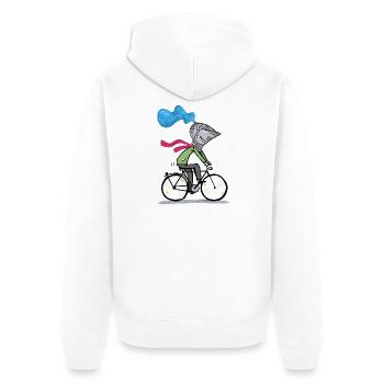 Radfahrer, Ritter der Landstarsse - Unisex Premium Bio Zip Hoodie - Weiß - Hinten - Thijin (182cm)