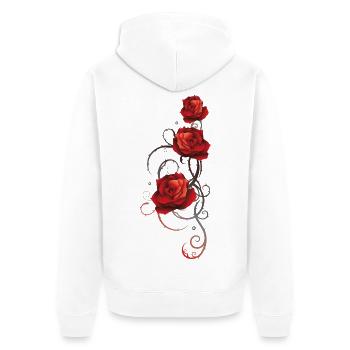Roses rouges avec des épines amour romance - Veste à capuche bio Premium Unisexe - blanc - Dos - Thijin (182cm)