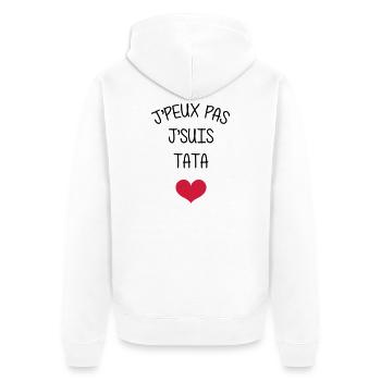 Tante / Tata / Marraine / Oncle / Nourrice / Bébé - Veste à capuche bio Premium Unisexe - blanc - Dos - Thijin (182cm)