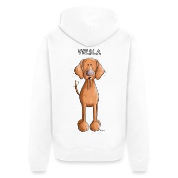 Happy Vizsla - Unisex Premium Bio Zip Hoodie - Weiß - Hinten - Thijin (182cm)