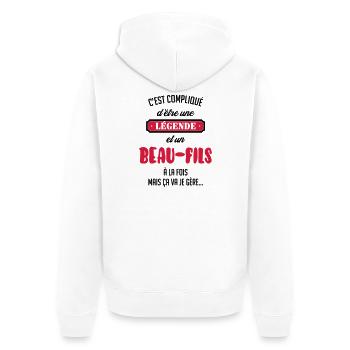 belle-fille / beau-fils / beau fils / belle fille - Veste à capuche bio Premium Unisexe - blanc - Dos - Thijin (182cm)