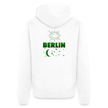 Berlin Tag & Nacht Hauptstadt Design - Unisex Premium Bio Zip Hoodie - Weiß - Hinten - Thijin (182cm)