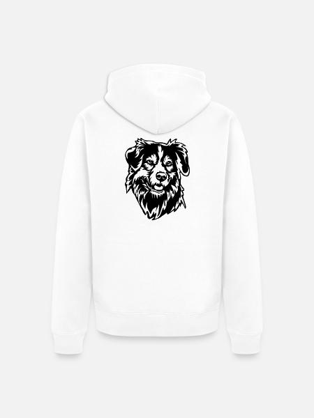 Australian Shepherd Head - Unisex Premium Organic Zip Hoodie - white