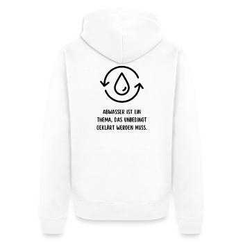Geklärt - Unisex Premium Bio Zip Hoodie - Weiß - Hinten - Thijin (182cm)