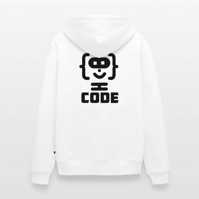 Logo de code de programmeur hacker avec texte CODE Veste à capuche bio Premium Unisexe