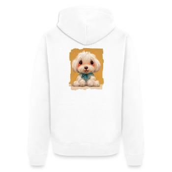 Baby Bichon Dog Cute - Unisex Premium Organic Zip Hoodie - white - Back - Thijin (182cm)