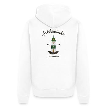 Kappeln, Leuchtturm Schleimünde, Schlei / Ostsee - Unisex Premium Bio Zip Hoodie - Weiß - Hinten - Thijin (182cm)
