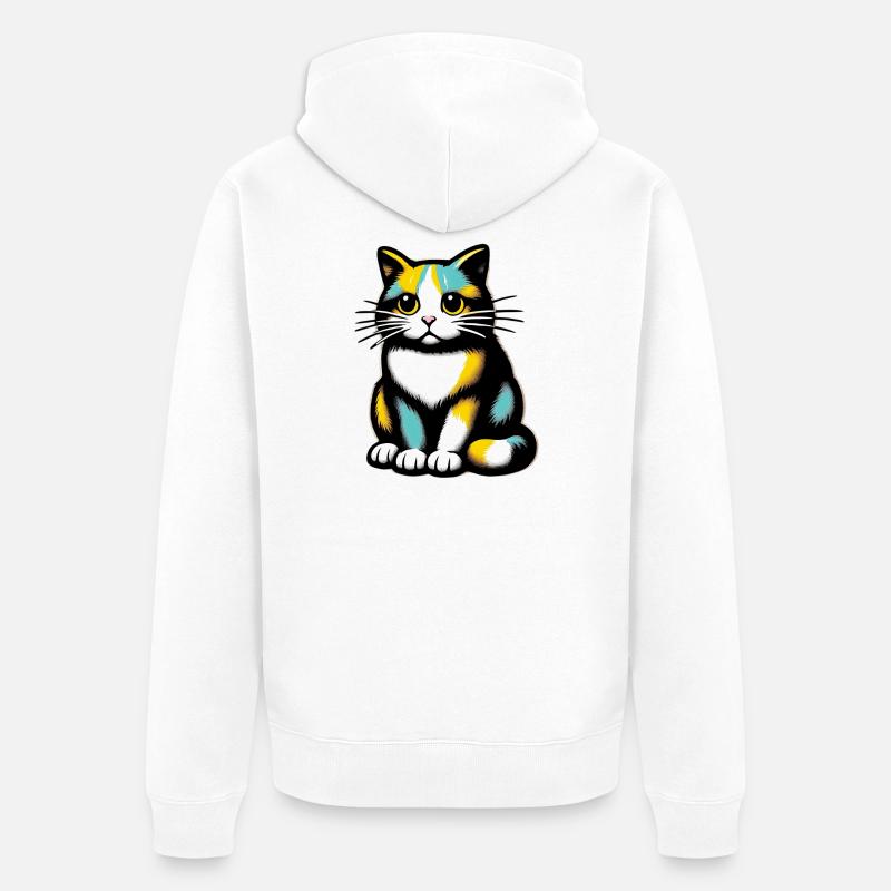 Chat - Veste à capuche bio Premium Unisexe - blanc