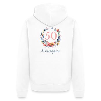 50 et génial ! personnalisable - Veste à capuche bio Premium Unisexe - blanc - Dos - Thijin (182cm)