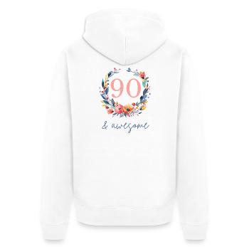 90 et génial ! personnalisable - Veste à capuche bio Premium Unisexe - blanc - Dos - Thijin (182cm)