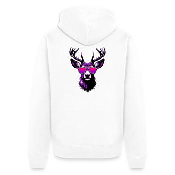 Cerf avec lunettes de soleil - Veste à capuche bio Premium Unisexe - blanc - Dos - Thijin (182cm)
