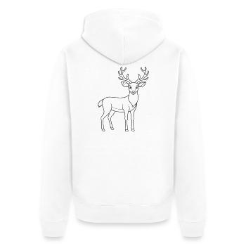 Dessin élégant au trait de cerf pour les thèmes de la nature - Veste à capuche bio Premium Unisexe - blanc - Dos - Thijin (182cm)