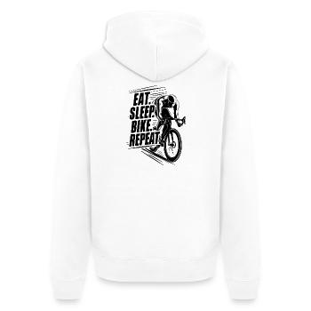 Cycliste en action Silhouette, manger dormir vélo répéter - Veste à capuche bio Premium Unisexe - blanc - Dos - Thijin (182cm)