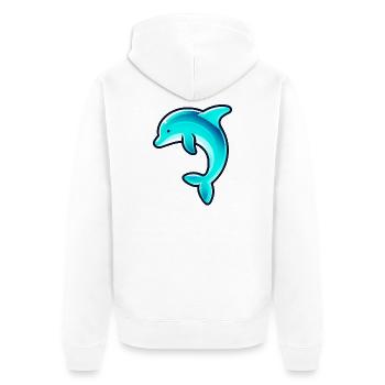 Delfin - Unisex Premium Bio Zip Hoodie - Weiß - Hinten - Thijin (182cm)