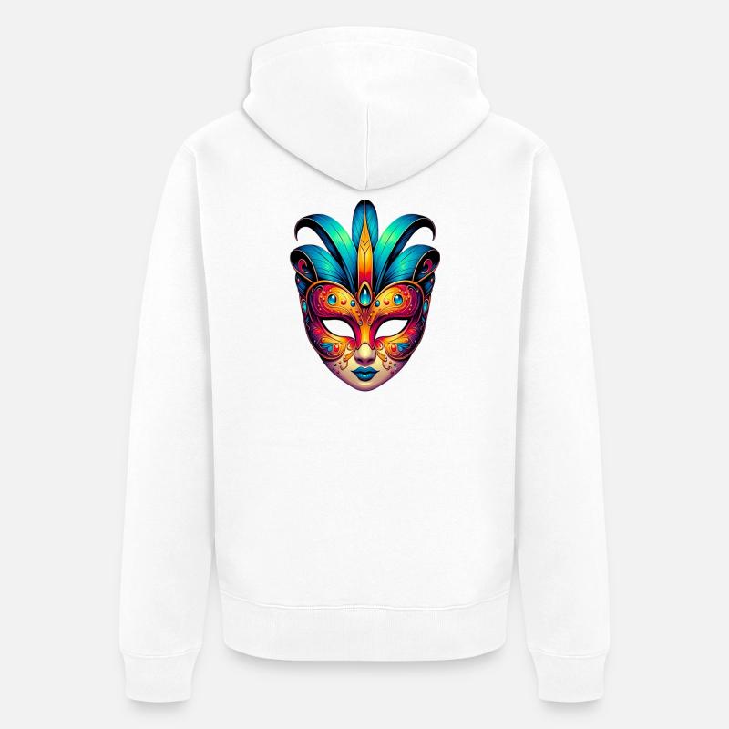 Masque du Carnaval de Venise - Veste à capuche bio Premium Unisexe - blanc