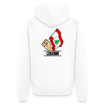 Flagge Libanon faust text LIBANON - Unisex Premium Bio Zip Hoodie - Weiß - Hinten - Thijin (182cm)