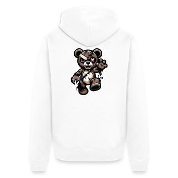 Ours en peluche échevelé avec cicatrice - Veste à capuche bio Premium Unisexe - blanc - Dos - Thijin (182cm)
