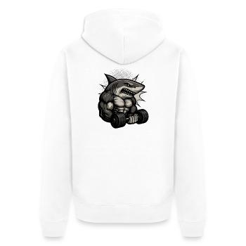 Krafttraining Haibodo Shirtdesign - Unisex Premium Bio Zip Hoodie - Weiß - Hinten - Thijin (182cm)