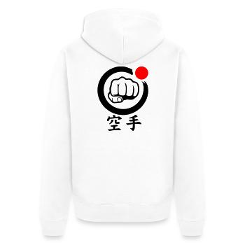 Karate Faust / Fist - Unisex Premium Bio Zip Hoodie - Weiß - Hinten - Thijin (182cm)