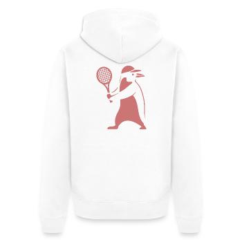 Minimalist Penguin Tennis Backhand Player - Unisex Premium Organic Zip Hoodie - white - Back - Thijin (182cm)