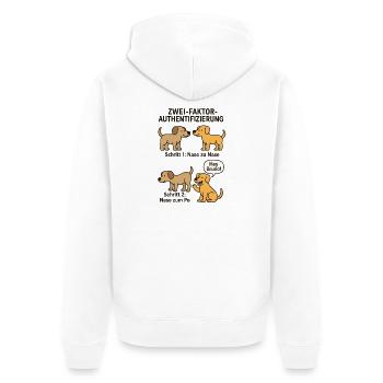 Détection des chiens Authentification à deux facteurs - Veste à capuche bio Premium Unisexe - blanc - Dos - Thijin (182cm)