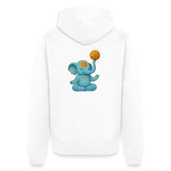 Yoga Elefant mit Handpan Sonne - Unisex Premium Bio Zip Hoodie - Weiß - Hinten - Thijin (182cm)