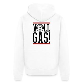 Vollgas Tacho Spruch - Unisex Premium Bio Zip Hoodie - Weiß - Hinten - Thijin (182cm)