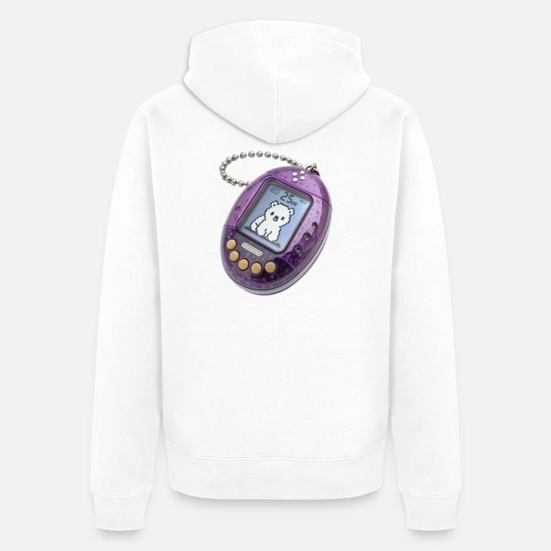 Mignon Pixel chat réveil - Veste à capuche bio Premium Unisexe - blanc
