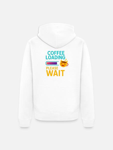 Coffee Load Patience Saying Design - Unisex Premium Organic Zip Hoodie - white