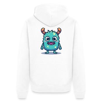 8-Bit Cute Pixel Monster Retro 90s Style - Unisex Premium Organic Zip Hoodie - white - Back - Thijin (182cm)