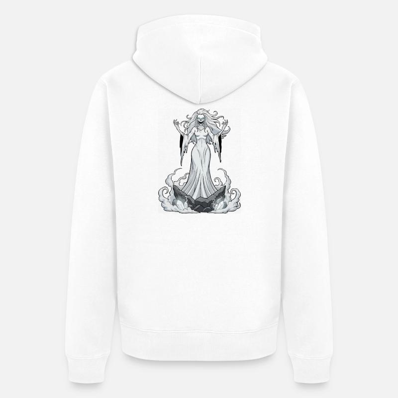 Banshee sur rochers de cristal - Veste à capuche bio Premium Unisexe - blanc