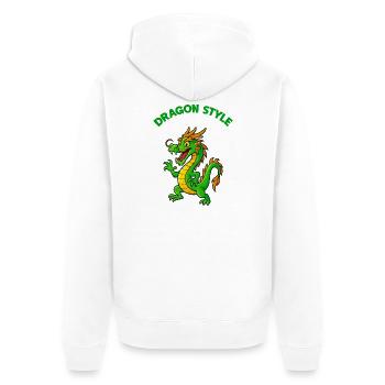 Drachenstil Cartoon - Unisex Premium Bio Zip Hoodie - Weiß - Hinten - Thijin (182cm)