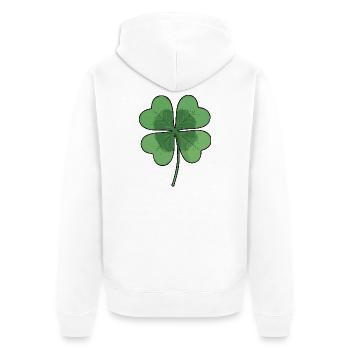 Vierblättriges Kleeblatt - Unisex Premium Bio Zip Hoodie - Weiß - Hinten - Thijin (182cm)