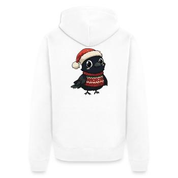 Rabe Krähe Weihnachten - Unisex Premium Bio Zip Hoodie - Weiß - Hinten - Thijin (182cm)