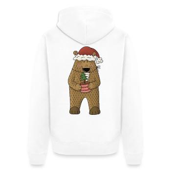 Ours avec sapin de Noël et chapeau de Père Noël - Veste à capuche bio Premium Unisexe - blanc - Dos - Thijin (182cm)