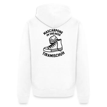 tiramischuh - Unisex Premium Bio Zip Hoodie - Weiß - Hinten - Thijin (182cm)