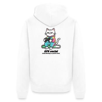 Gamer AFK Social, Pixel-Lademodus aktiviert - Unisex Premium Bio Zip Hoodie - Weiß - Hinten - Thijin (182cm)