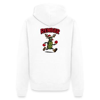 Renbier – Weihnachtsbier Geschenkidee Bier xmas - Unisex Premium Bio Zip Hoodie - Weiß - Hinten - Thijin (182cm)
