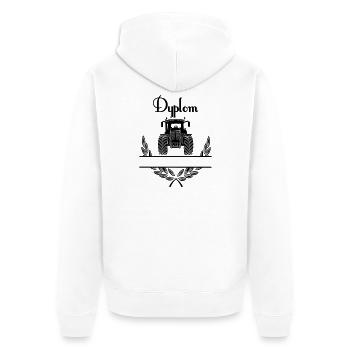 Dyplom Tractor – Namespace - Unisex Premium Organic Zip Hoodie - white - Back - Thijin (182cm)