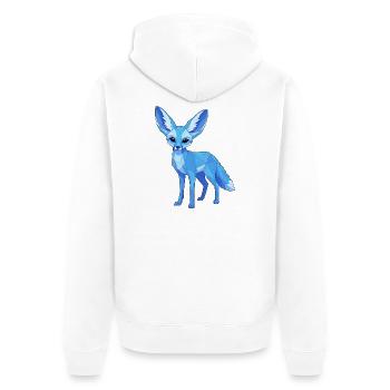 Blauer Geometrie-Fuchs - Unisex Premium Bio Zip Hoodie - Weiß - Hinten - Thijin (182cm)