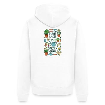 Der Pflanzenliebhaber oder Gartenexperte - Unisex Premium Bio Zip Hoodie - Weiß - Hinten - Thijin (182cm)