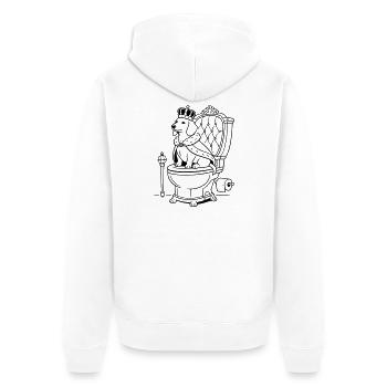 dackel thron toilette line art - Unisex Premium Bio Zip Hoodie - Weiß - Hinten - Thijin (182cm)